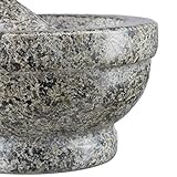 Relaxdays Granit Mörser mit Stößel 17 cm Durchmesser, robuster, langlebiger Steinmörser, echter Granit poliert, grau - 8