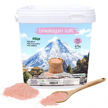 NortemBio Rosa Himalaya-Salz 6,7 Kg. Extra Feinkorn (0,5-1 mm). 100% Natürlich. Unraffiniert. Ohne Konservierungsstoffe. Von Hand extrahiert. Aus Punjab Pakistan. Premium-Qualität. - 1
